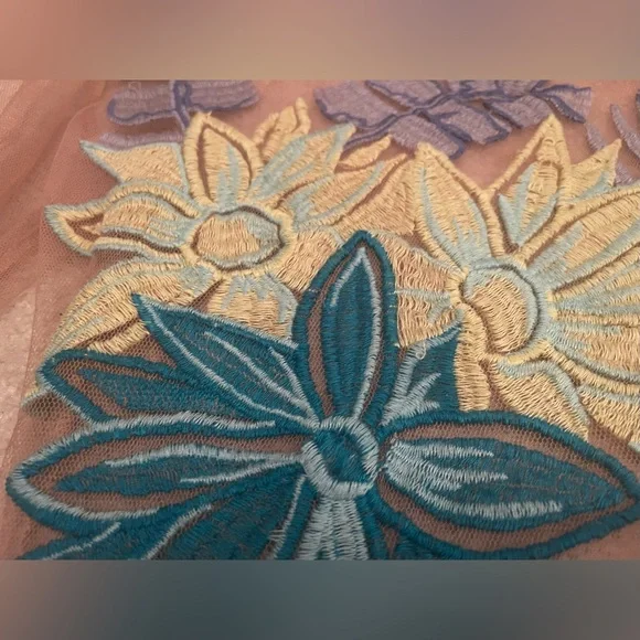 Nasty Gal x For Love & Lemons Tropicana Embroidered Mesh Sheer Mini Dress - Picture 12 of 16